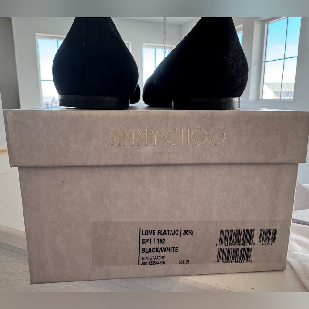 NWT JIMMY CHOO - Love Flat JC logo, black suede/patent logo, size 36.5 (US6.5) - Picture 5 of 5
